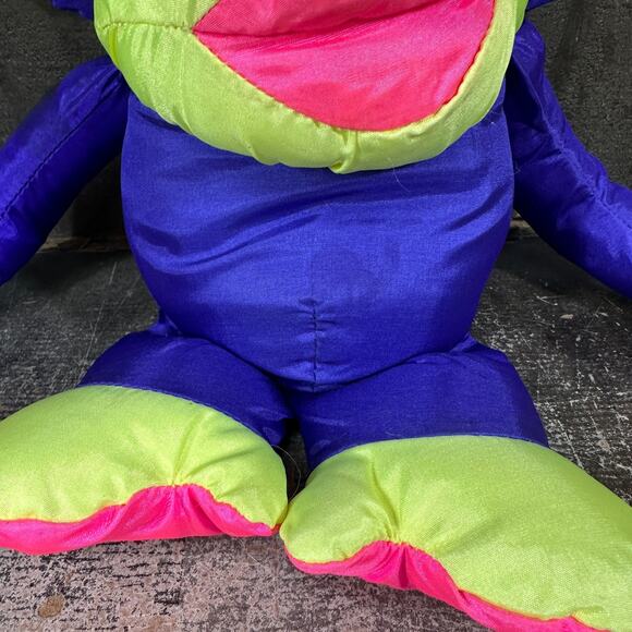 Fisher Price 1994 Puffalump Blue Chattering Chimp Monkey Stuffed Animal Plush - Picture 8 of 9